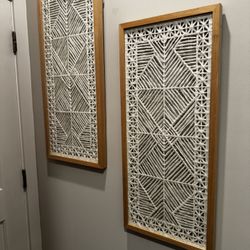 (2) 35x15x2 Boho Framed Wall Art