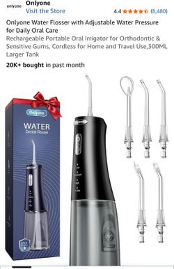 Onlyone Water Flosser with Adjustable Water Pressure for Daily Oral Care Rechargeable Portable Oral Irrigator for Orthodontic & Sensitive Gums, Cordle