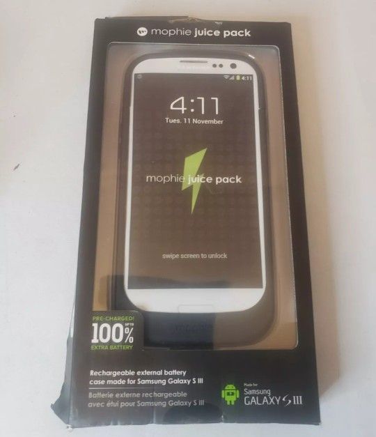 GENUINE Mophie Juice Pack Battery S3 Case for Samsung Galaxy S III Black/New
