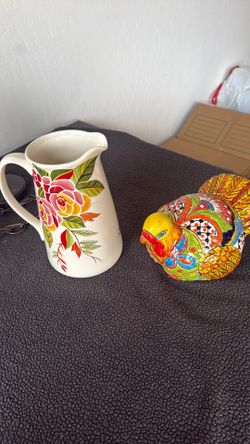 A couple of handmade ceramic pieces or decoration A couple of handmade ceramic pieces or decoration