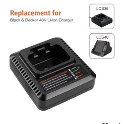 LCS36 LCS40 Cargador rápido para batería Black & Decker de 40 V, para Black Decker 40Volt LBX2040 LBXR36 LBXR2036 LST540 LCS1240 LBX1540 LST136, 40V B