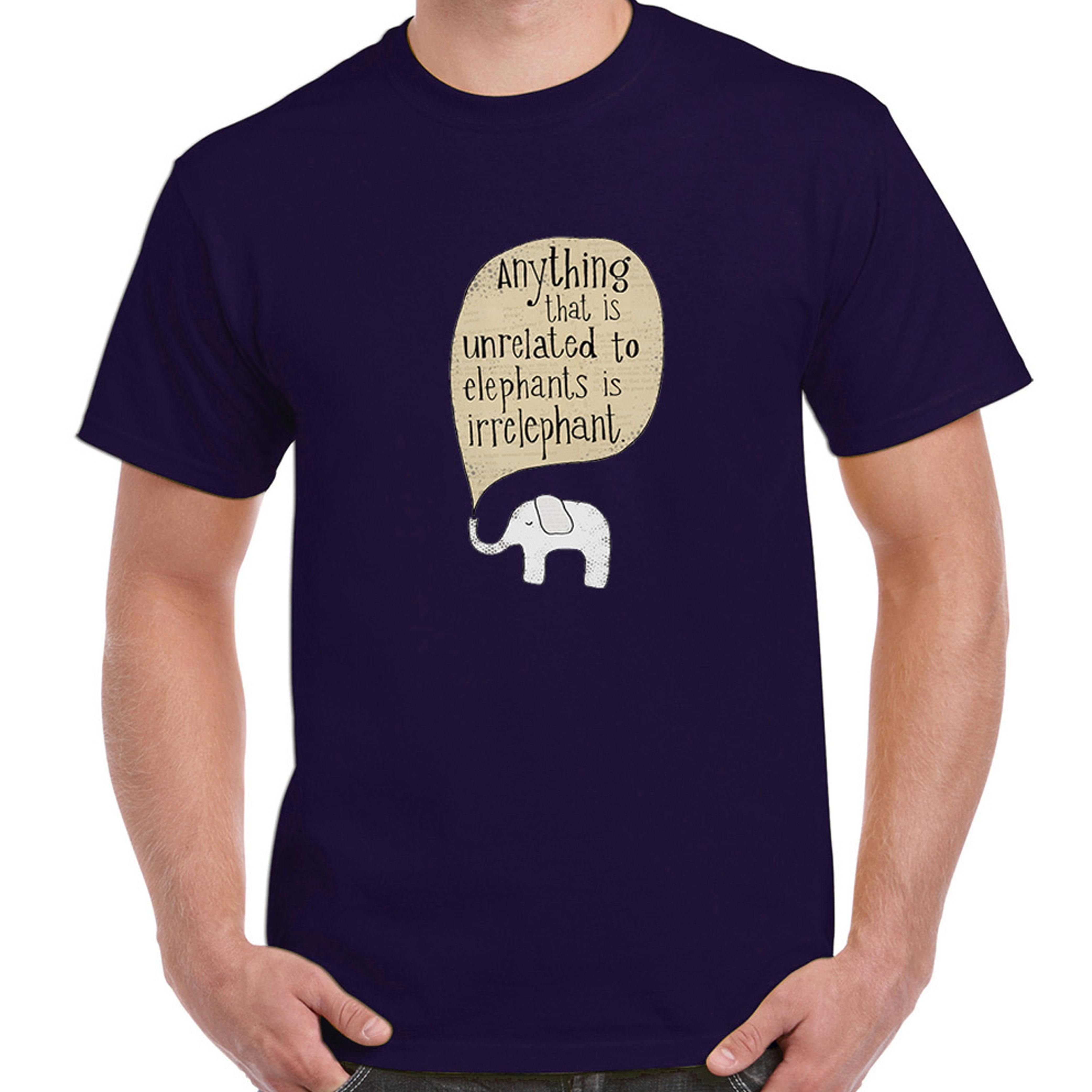 Anything Unrelated ELEPHANTS IrrELEPHANT Funny T-shirt Safari Tee Men Navy 3X