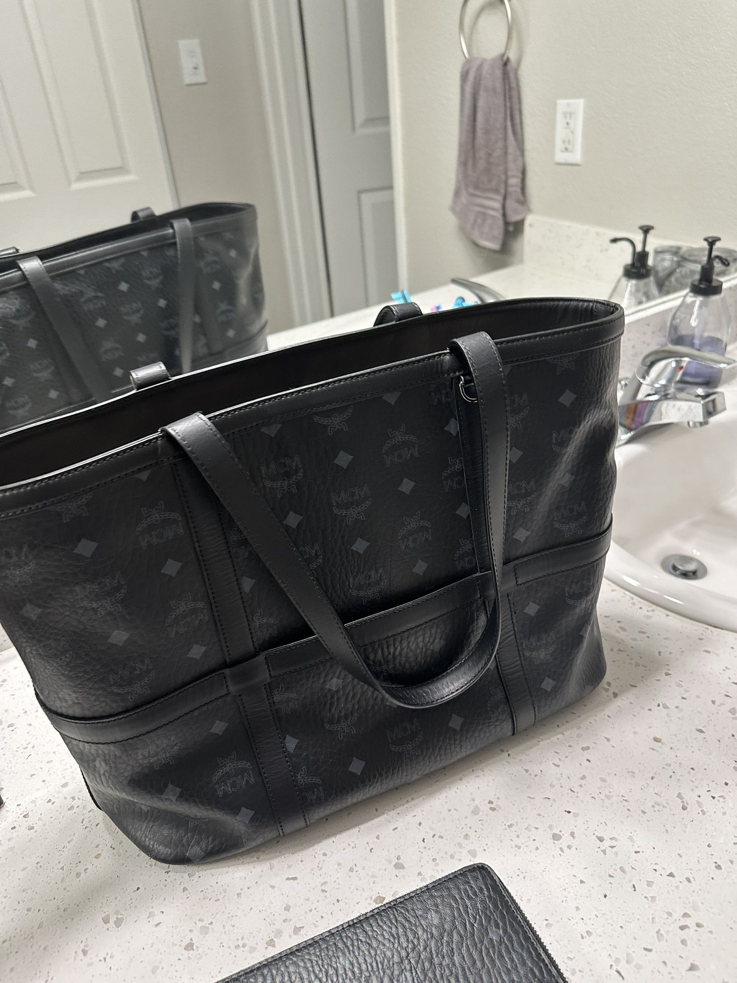 Black Mcm Large Tote W/ Wallet