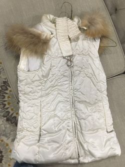 Cache white fur collar vest w/ belt