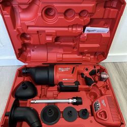 Milwaukee M12 12V Cordless Drain Cleaning Airsnake Air Gun Kit with (1) 2.0Ah Battery, Toilet Attach
