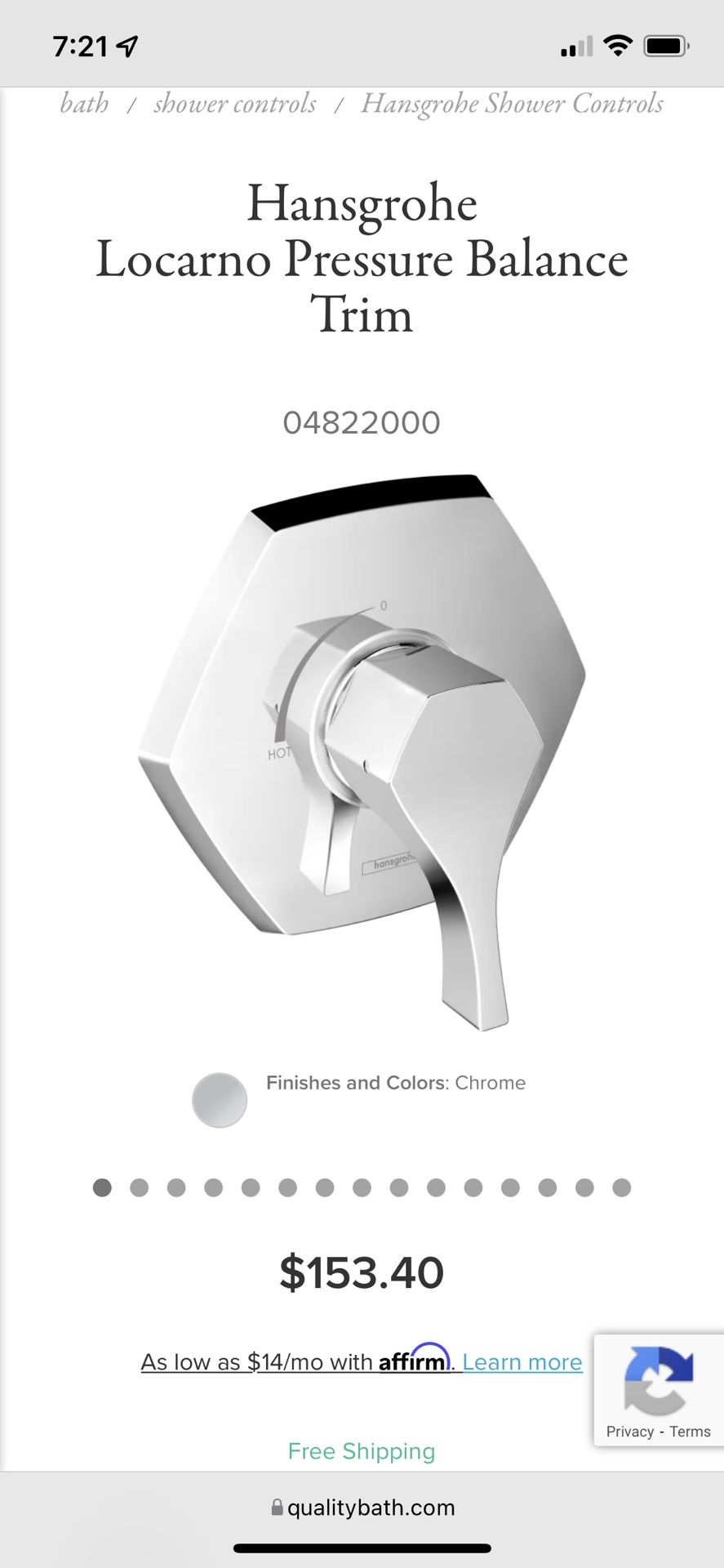 Hansgrohe Locarno Pressure Balance Trim