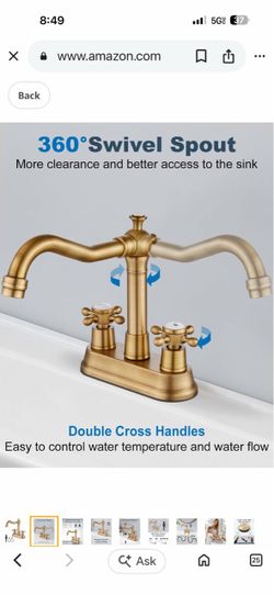 4 Inch Centerset Bathroom Sink Faucet Vintage 2 Cross Handles RV Mixer Tap Basin Nickel and Gold A20 N $40