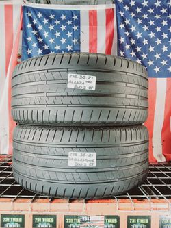 📍 2 Matching Used Tires 275/35RF21 BRIDGESTONE ALENZA A/S02 RUN FLAT TIRES 275 35 21