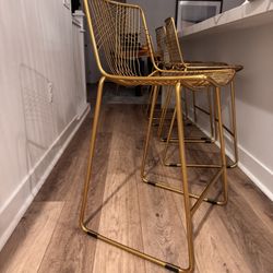 CB2 Gold Mesh Counter Barstools (set Of 4)