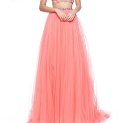Sherri Hill Coral Beaded Pagent/prom Dress Size 0