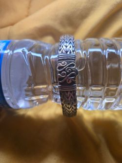 vintage John Hardy sterling silver and 18K yellow gold woven wheat chain bracelet