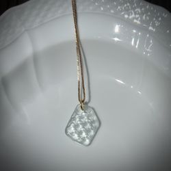 Patterned Sea Glass 18k Gold Plated Necklace 