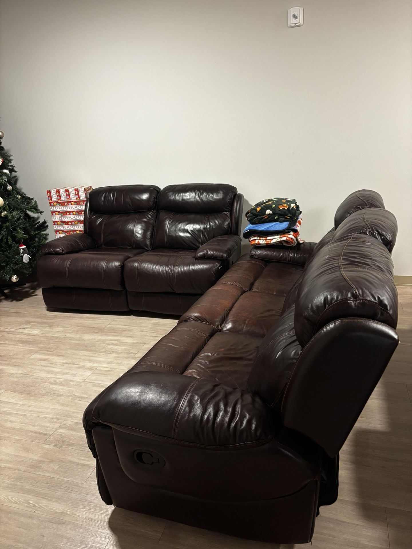 Brown Leather Couch Set