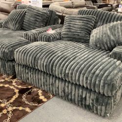 Bluish Gray/ Gray Oversized Chaises By Ashley With Warranty Regular Price $2399