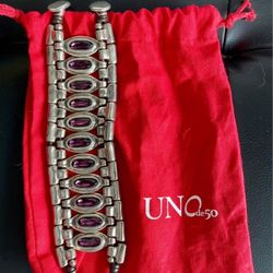Uno de 50 Silver-Plated Bracelet Purple Swarovski Crystals “Tribe” Limited Edition