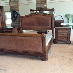 Leather King Size Bed Set