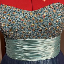Blue Aqua Strapless Blush by Alexia Designs Prom Dress Size 16
