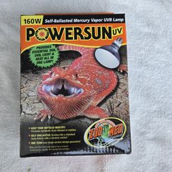 Zoo Med Power Sun UV 160W Reptile Lamp Light Heat UVA, UVB 