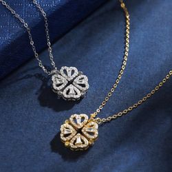925 Silver Stirling Four Leaf Clover Necklace Two Colors Available Gold And Silver