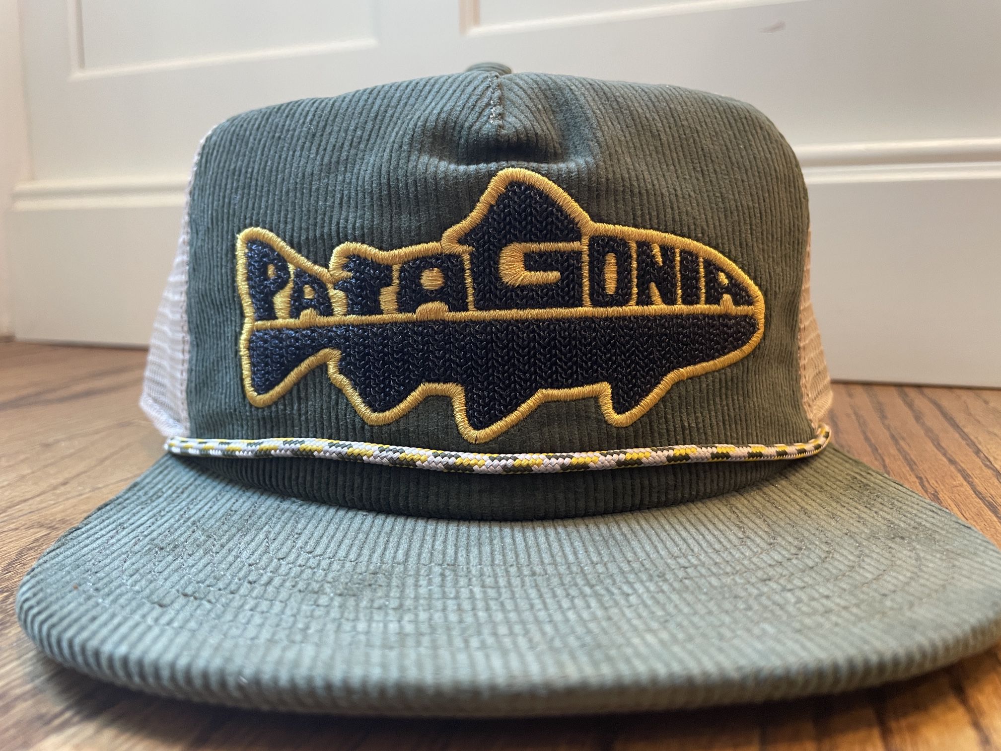 Patagonia Fly Catcher Hat One Size Wild Waterline: Industrial Green Trout NWT. Condition is brand new with tags! This Patagonia Fly Catcher Hat is a m