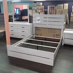 4 Piece Queen Bedroom Set Queen Bed Frame With Dresser Mirror And Nightstand