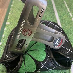 Odyssey Putter (White Hot 35”)with Super Stroke Grip And Lucky Putter Head Cover 