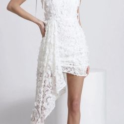 Lace Waterfall Hem Mini Dress