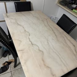 Marble Top Dining Set With Bench 