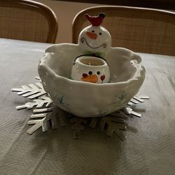 Snowman Bowl & Little Buddy Candle