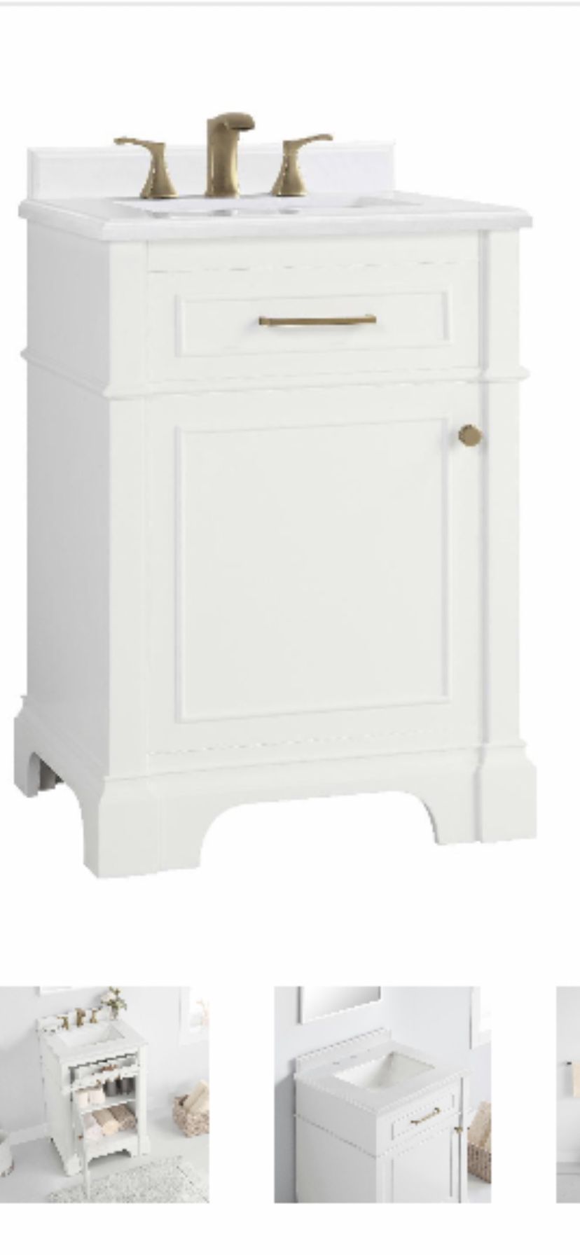 Home Decorators Collection Melpark 24 in. W x 20 in. D Bath Vanity in White with Cultured Marble Vanity Top in White with White Sink