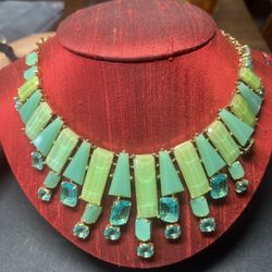 Aqua Kate Spade Gold- Plated Beach Glass Gem Statement Necklace