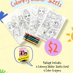 K Pop Demon Hunter Coloring Sticker Sheets - Huntrix