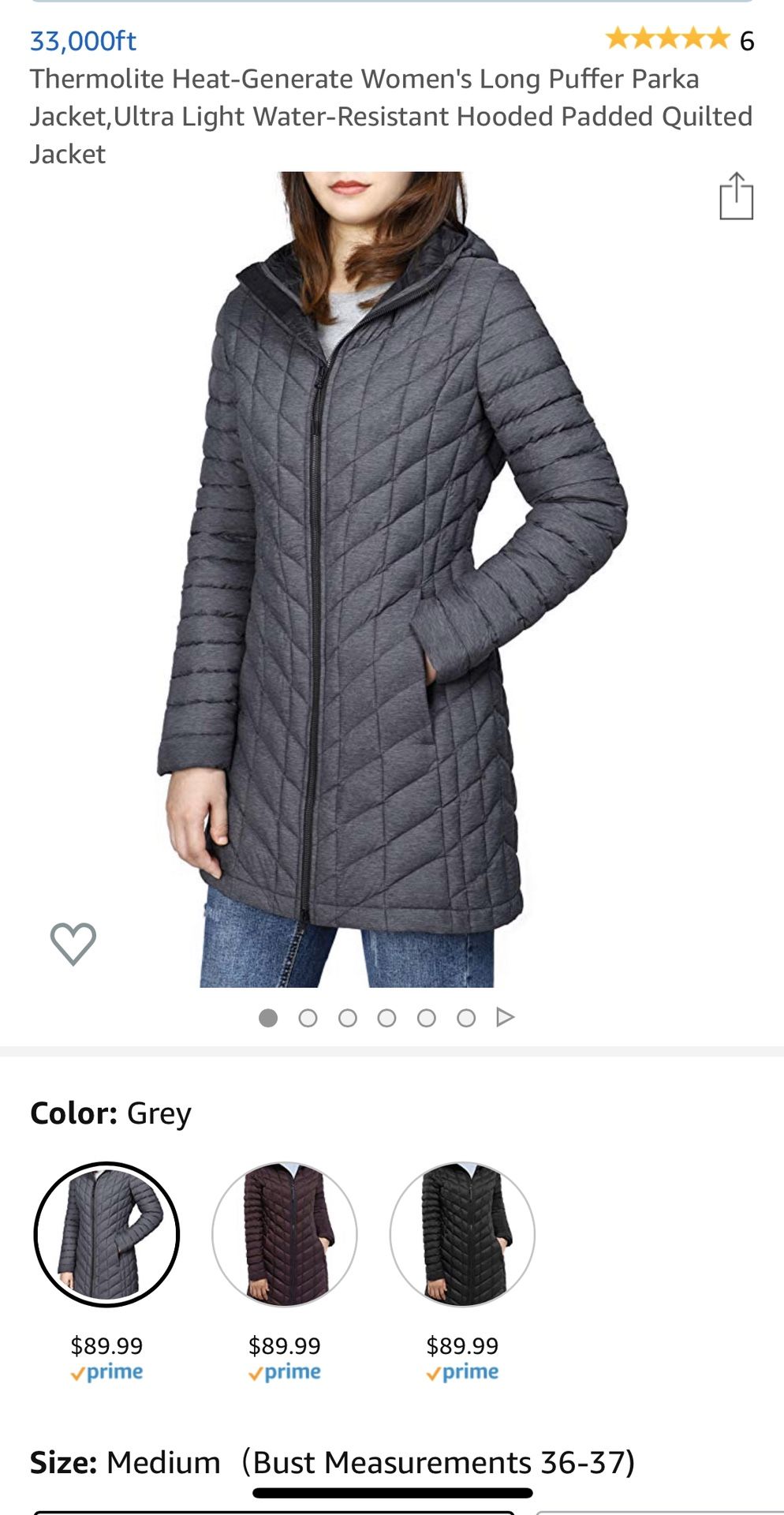 Brand new Thermolite Heat-Generate Women's Long Puffer Parka Jacket,Ultra Light Water-Resistant Hooded Padded Quilted Jacket