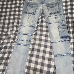 Rockstar Folant Light Blue Stacked Cargo Flare Jeans