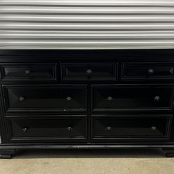 Dresser & Mirror, Wooden with black finish