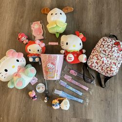 Hello Kitty plushie bundle - including backpack, keychain, and more #hello kitty #sanrio