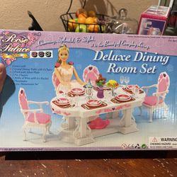 Deluxe Dining Room Set Barbie Size Toy