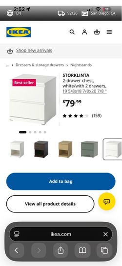 IKEA MALM 2-drawer chest (nightstand) white.
