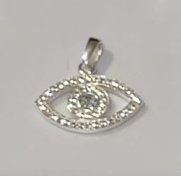 Sterling silver CZ evil eye pendant