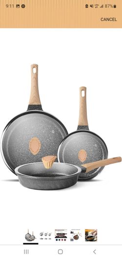 New Non Stick Frying Pan Set - Stone Skillet Set, Kitchen Omelette Pans, Induction Chef' Pan Grainte Cookware Set, Nonstick Frying Pans with Lid(8inch