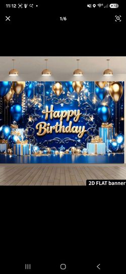 Blue with gold birthday backdrop (firm Price)