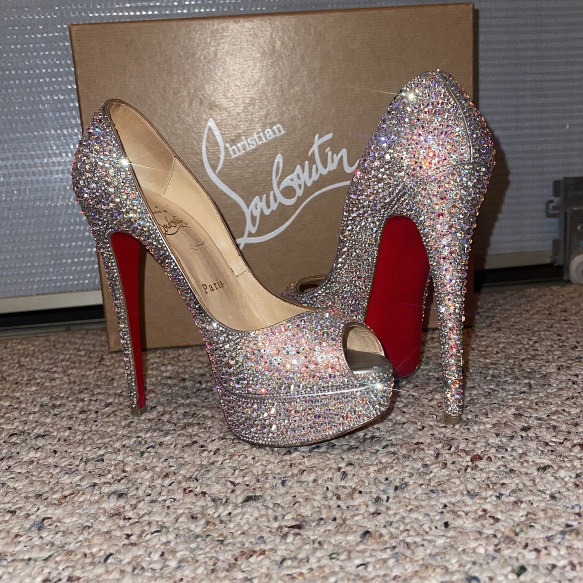 Rare Christian Louboutin Swarovski Crystal Heels