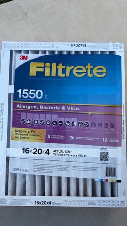 3M Filtrete 1550 Allergen, Bacteria & Virus Air Filter 16x20x4 (2) pack