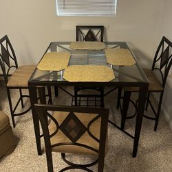 Modern 5-Piece Glass Dining Table Set