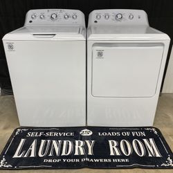 GE Top Load Washer and Dryer Set With Dual Action Agitator And Auto Soak