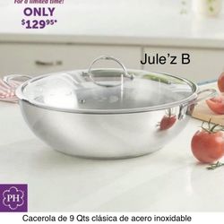 Princess House Cacerola De 9 Qts Clásica De Acero Inoxidable Nueva En Su Caja 
