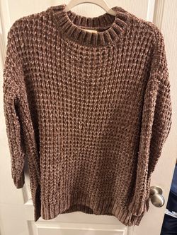 Altard State Chenille Chunky Waffle Knit Sweater Brown Small