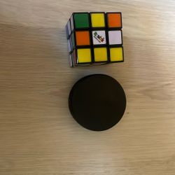 Original Rubiks Cube And In Glass Co. Official Hockey Puck