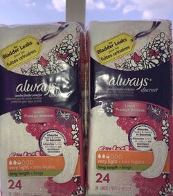 Always discreet liners for bladder leaks