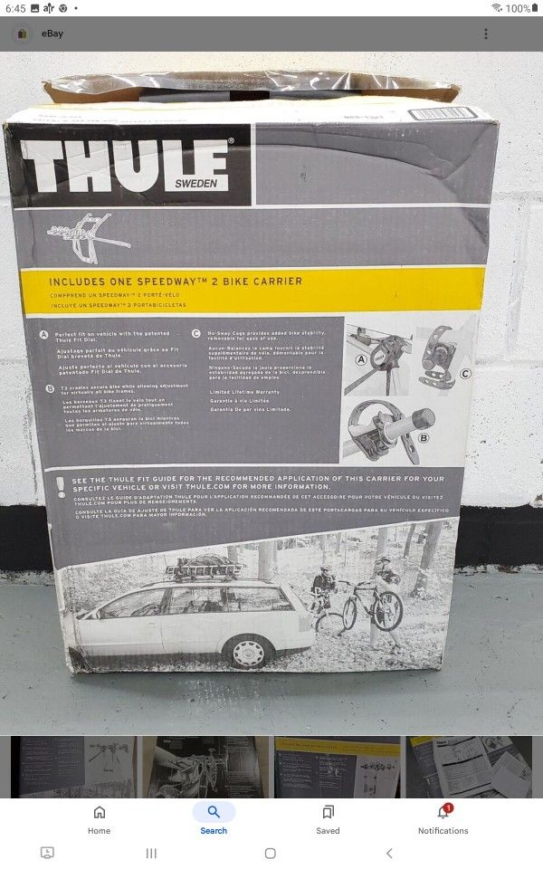 High End Well Made Bike Rack Thule .... Fits Both Car Or Suv